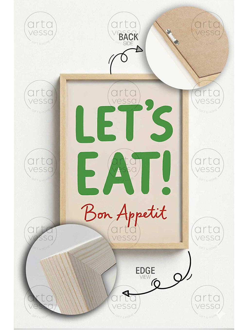 Beyaz Tek Parça Ham Renk Gerçek Ahşap Çerçeveli Tablo - TEKARTCRVMDF-24 - TEKARTCRVMDF24-5070-3