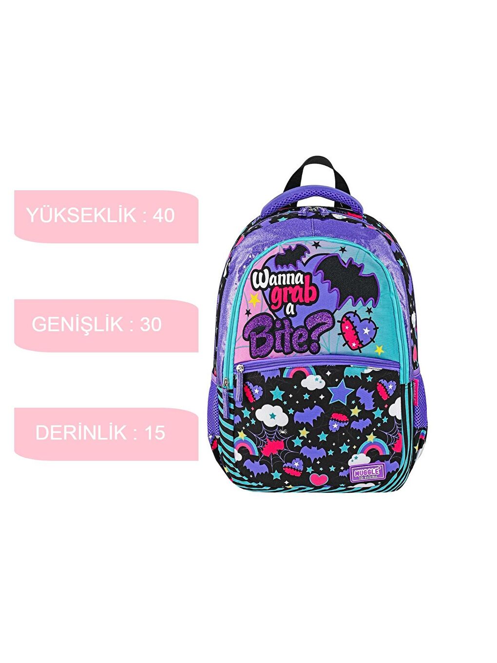 3 Bölmeli Gotik Girl Okul Sırt Çantası+Beslenme Çantası+Kalemlik-3