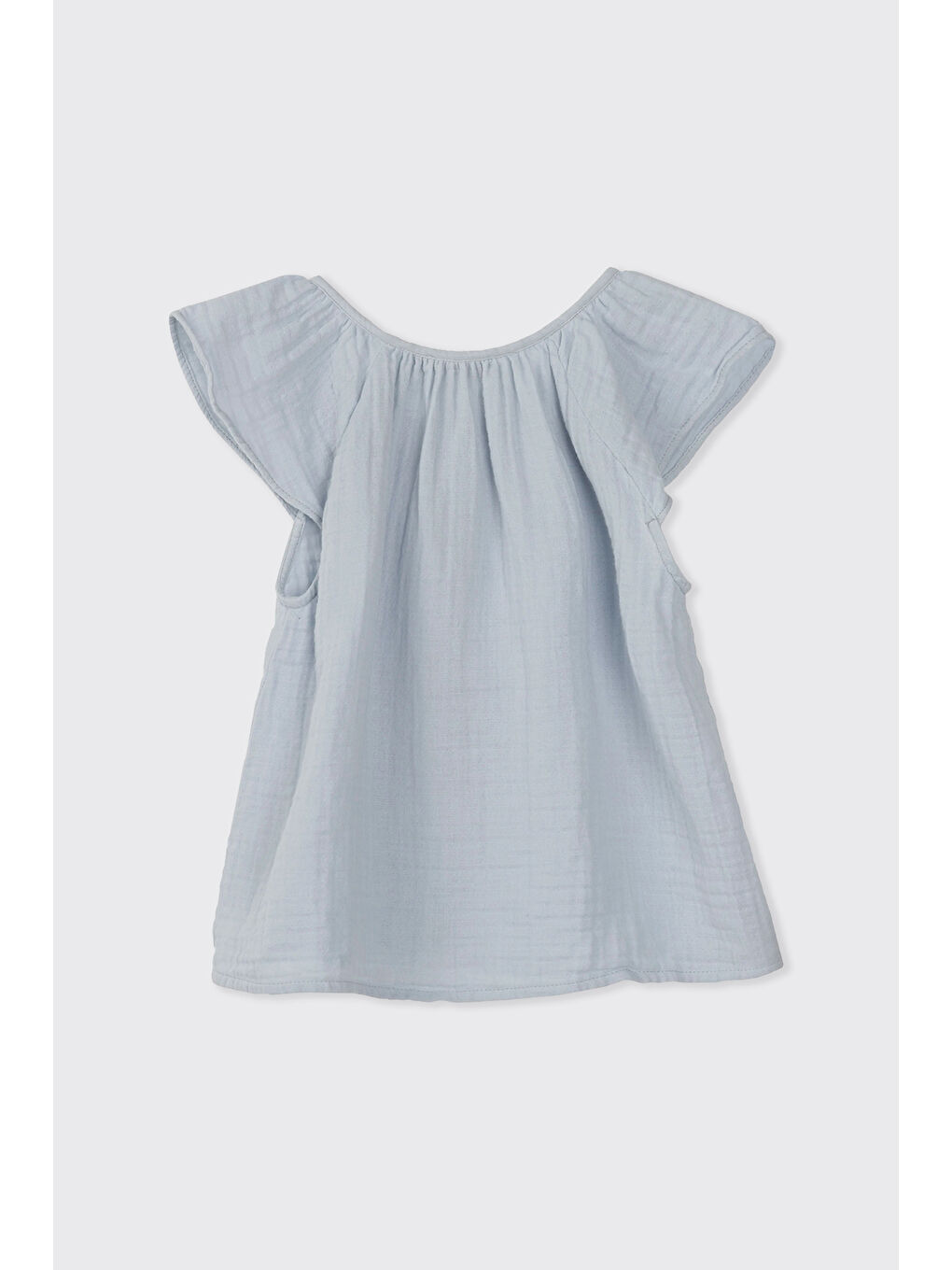 Kız Çocuk Yumuşak Dokulu Mavi Müslin Bluz-1