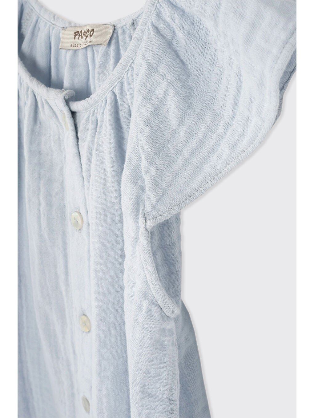 Kız Çocuk Yumuşak Dokulu Mavi Müslin Bluz-2