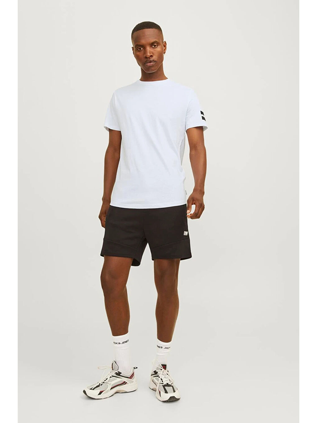 Beyaz Core Jcoboro %100 Pamuk Regular Fit Bisiklet Yaka Tişört 12116021-1