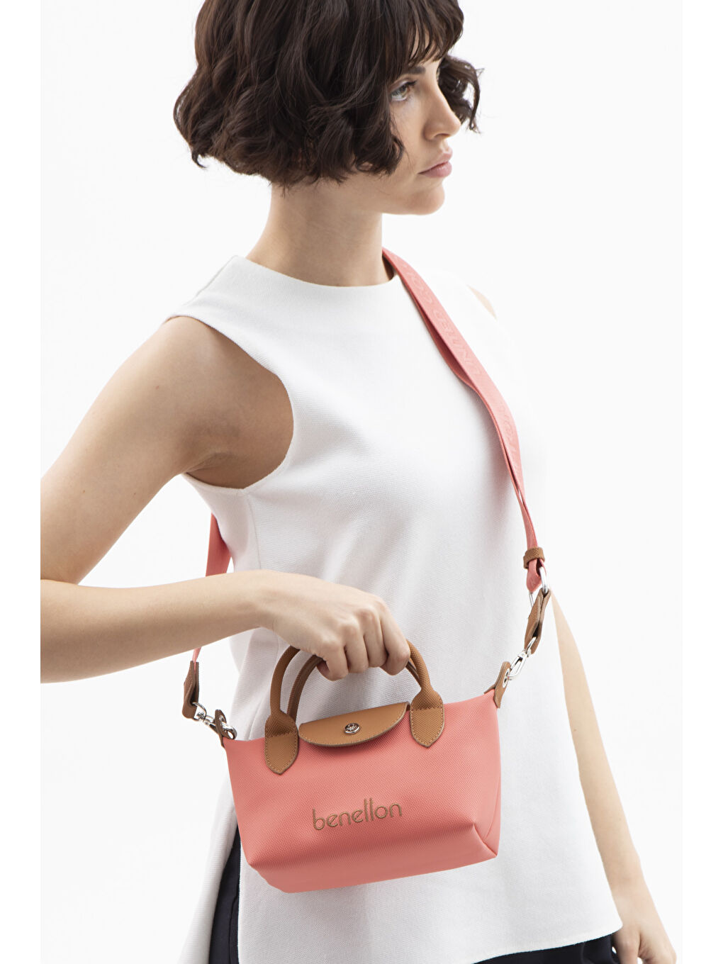 Pembe Kadin Çapraz Çanta Mercan-Camel BNT1601-1