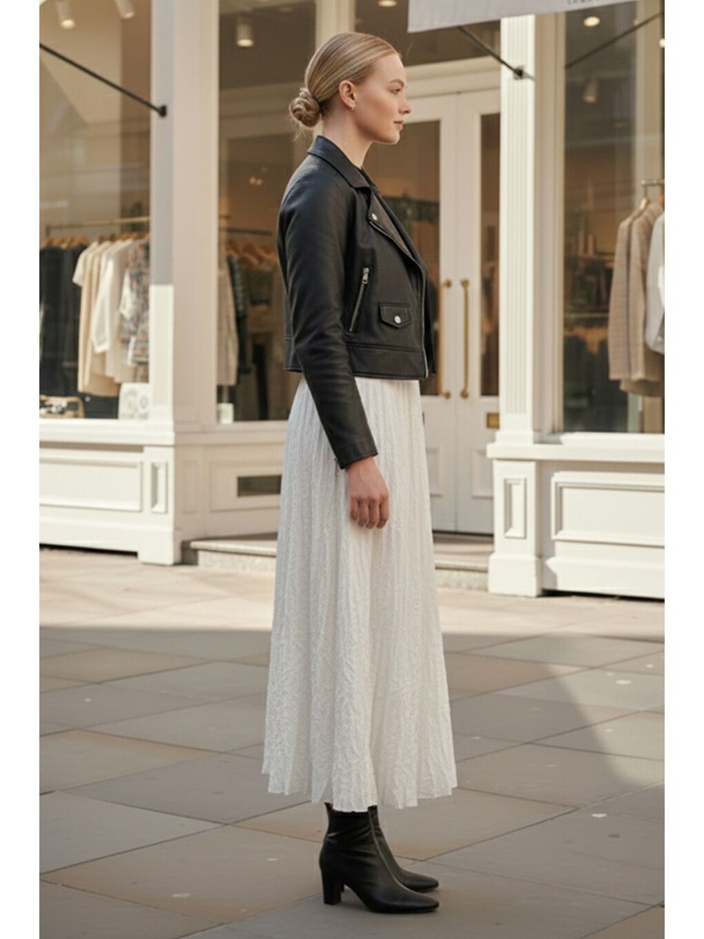 Ekru Lastikli Bel Casual Krinkıl Uzun Dokuma Etek 95 60-3