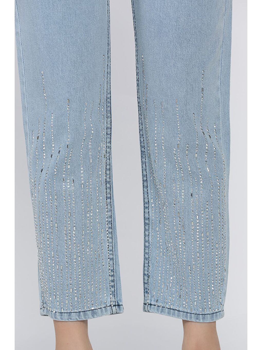 Mavi Kadın Yüksek Bel Taş İşlemeli Jean Jean Pantolon-4