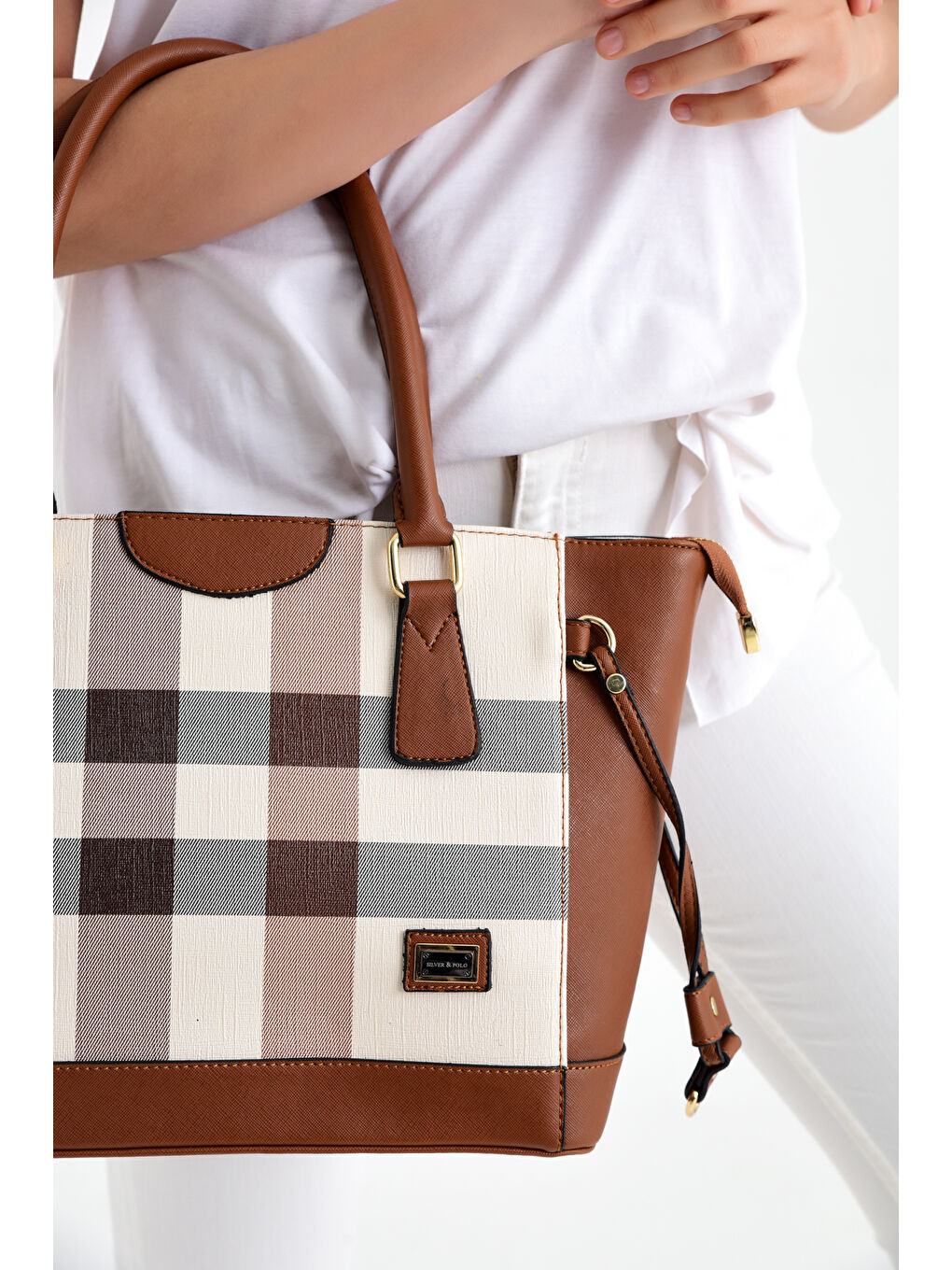 Kahverengi Kadın Omuz Çantası 907-29931 M48 KREM-MAT TABA-2