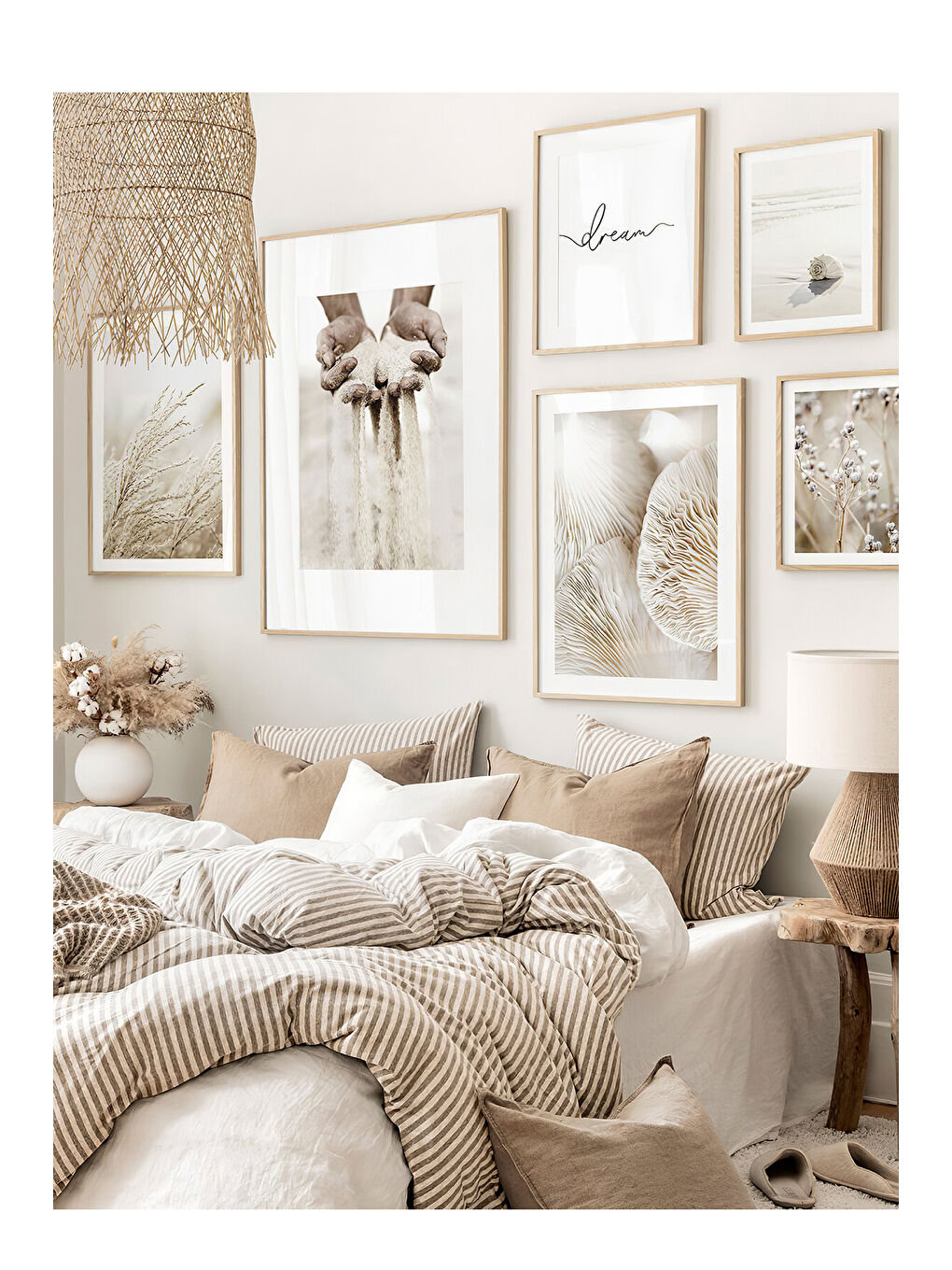 Beyaz 6 Parça Ahşap Çerçeve Görünümlü Mdf Tablo Seti - ARTAVESSAYSLMSTKO33