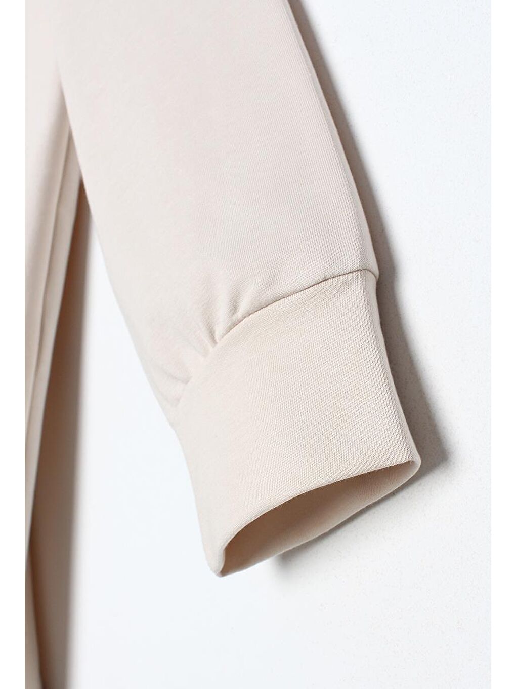 Açık Bej Kapüşonlu Fermuarlı Sweat Hırka-6