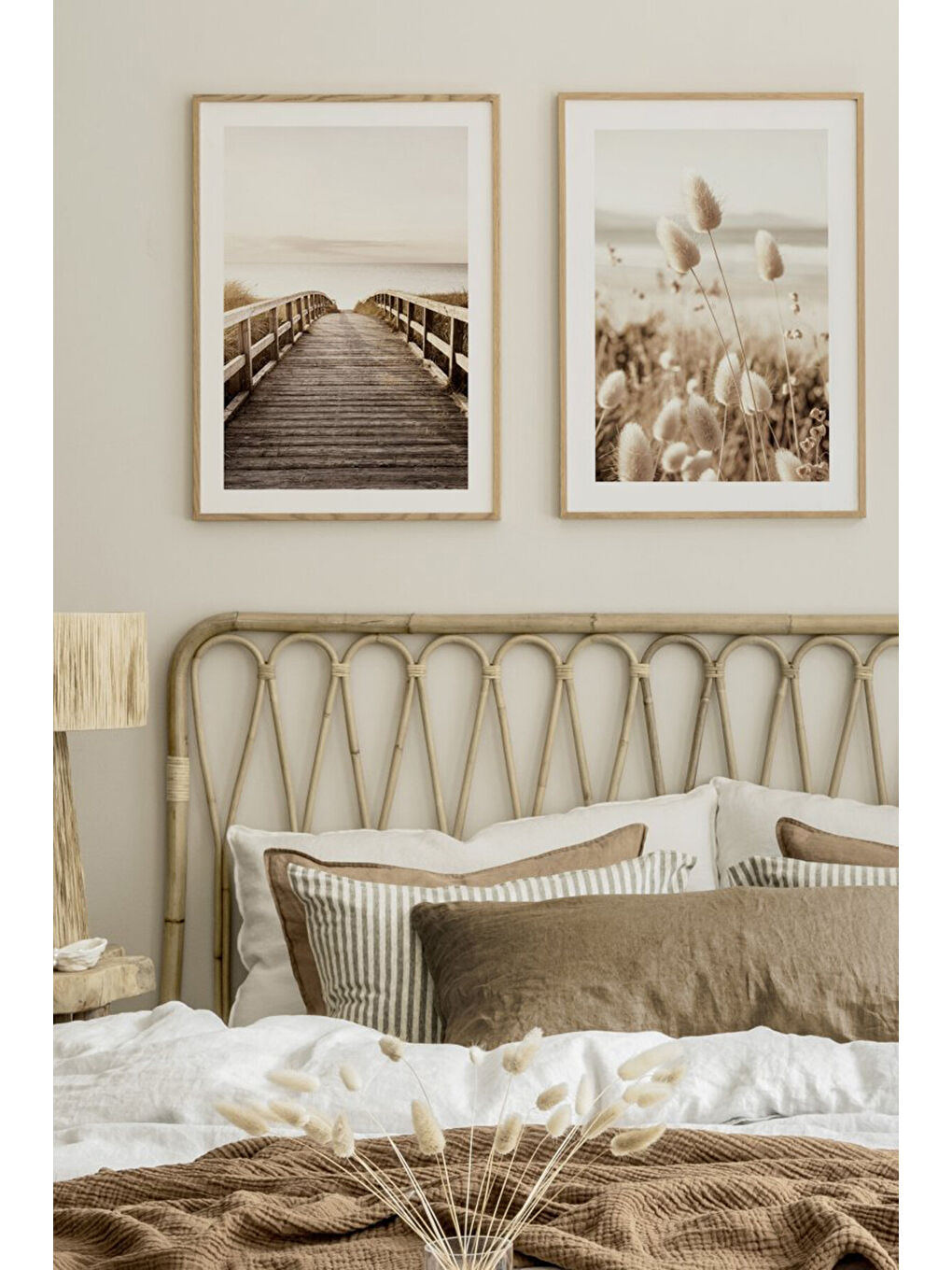 Beyaz 2 Parça Ahşap Çerçeve Görünümlü Mdf Tablo Seti 33x48 Cm - Model 5 - ERSY2MDFMODEL5-2030