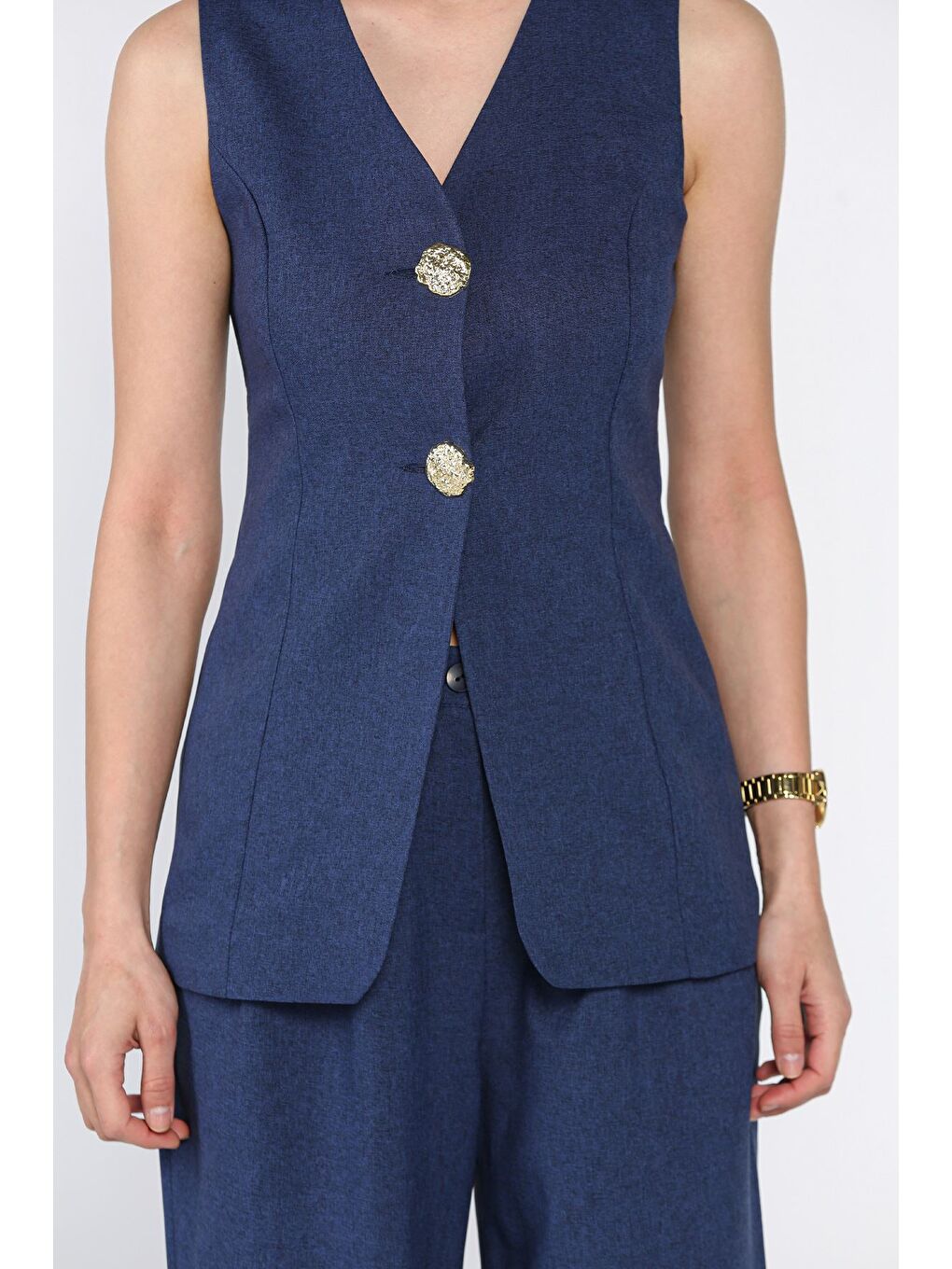 Lacivert Çift Düğmeli Yelek Pantolon İkili Takım-3