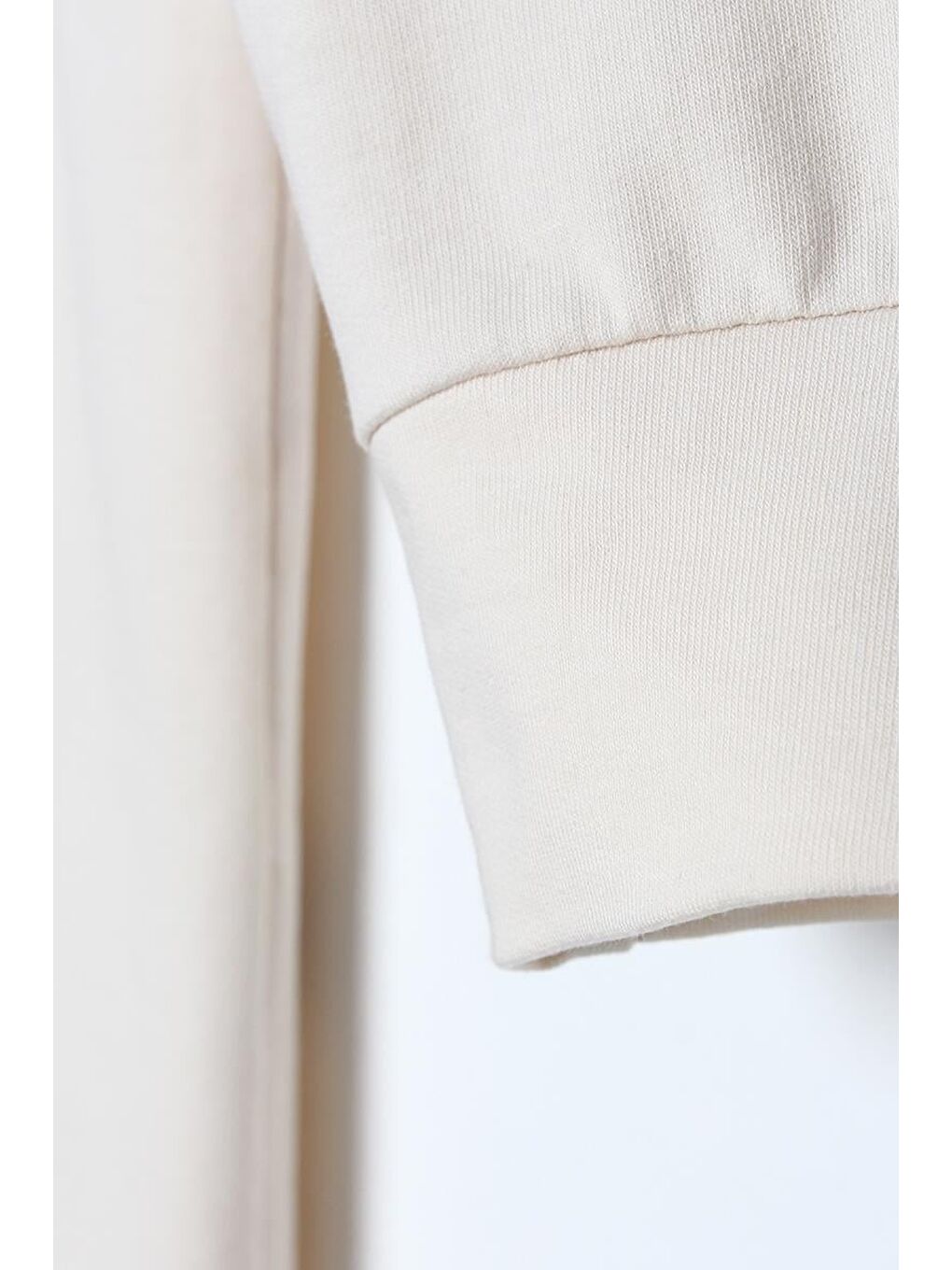 Ekru Kapüşonlu Fermuarlı Sweat Hırka-5