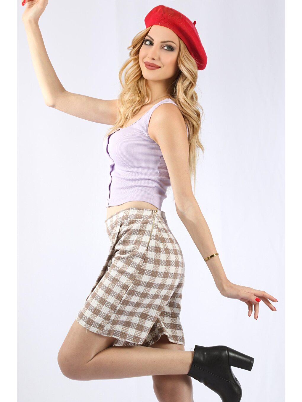 Lila Önü Düğmeli Askılı ATLET-1