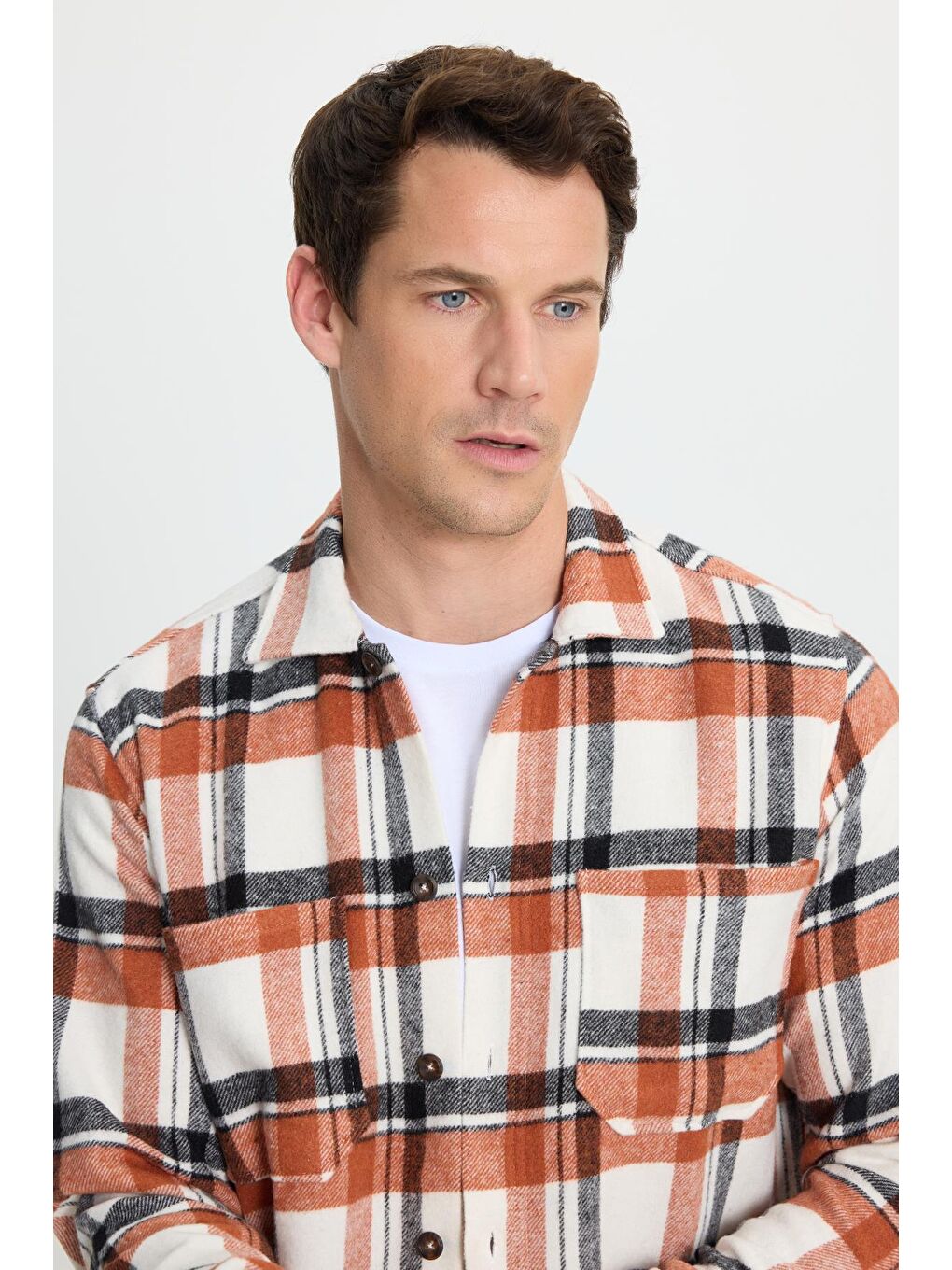 Karışık Erkek Regular Fit Klasik Kesim Çift Cepli Kışlık Oduncu Kareli Gömlek-1