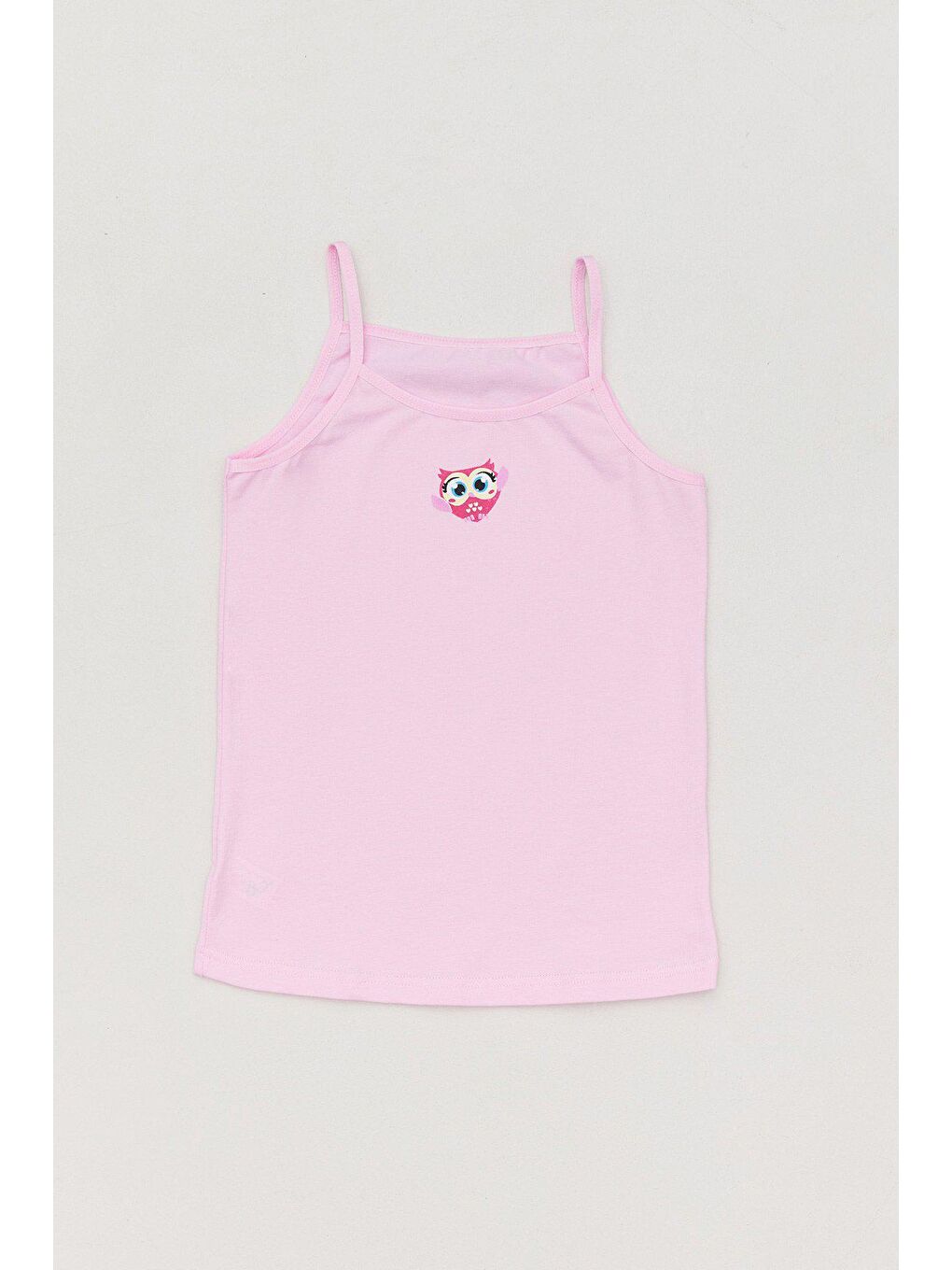 Pembe Baykuş Baskılı 3 Lü Kız Çocuk Atlet-3