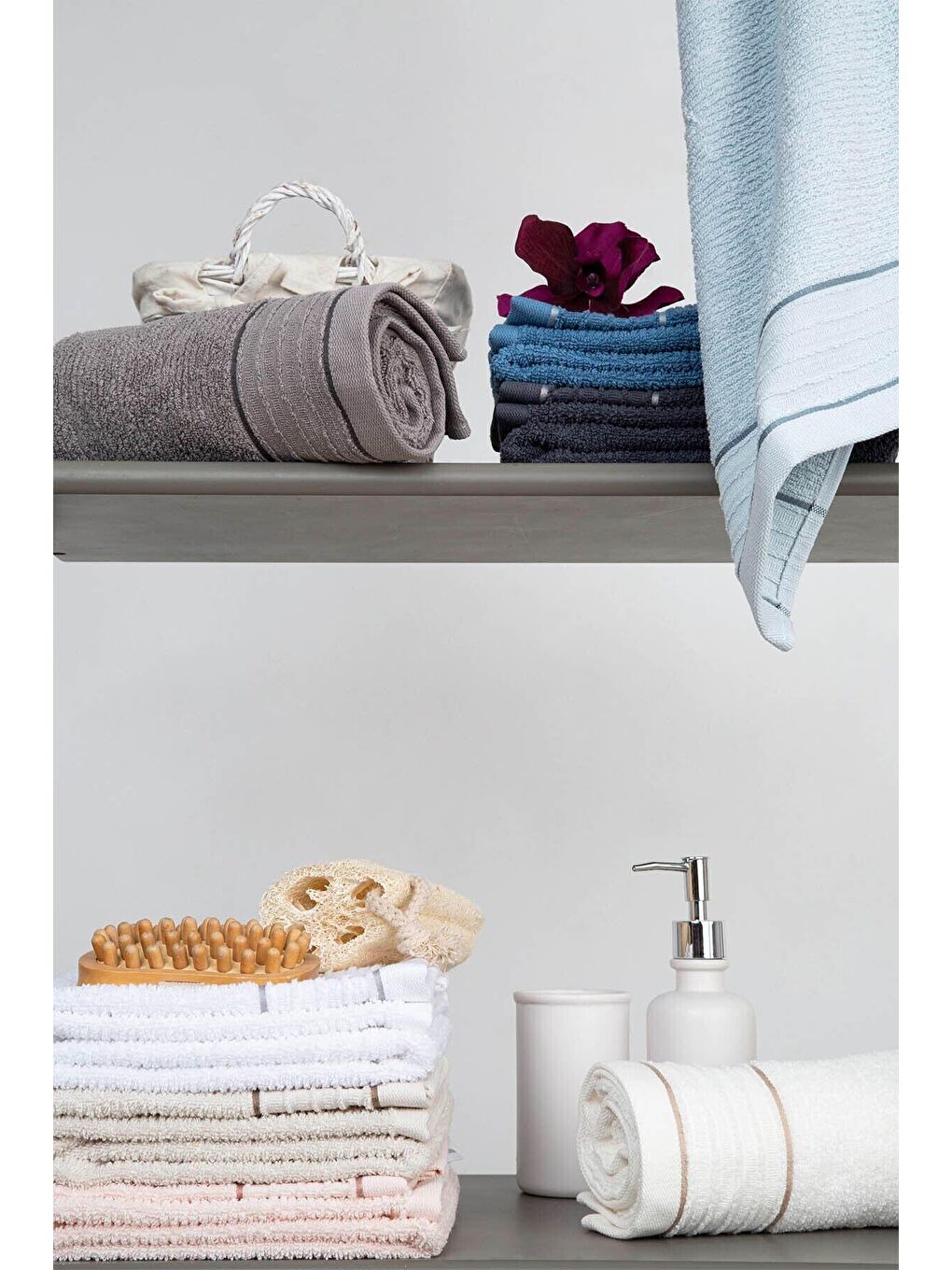 Roya %100 Pamuk 3'lü El Havlusu Seti Mavi 30x50-5