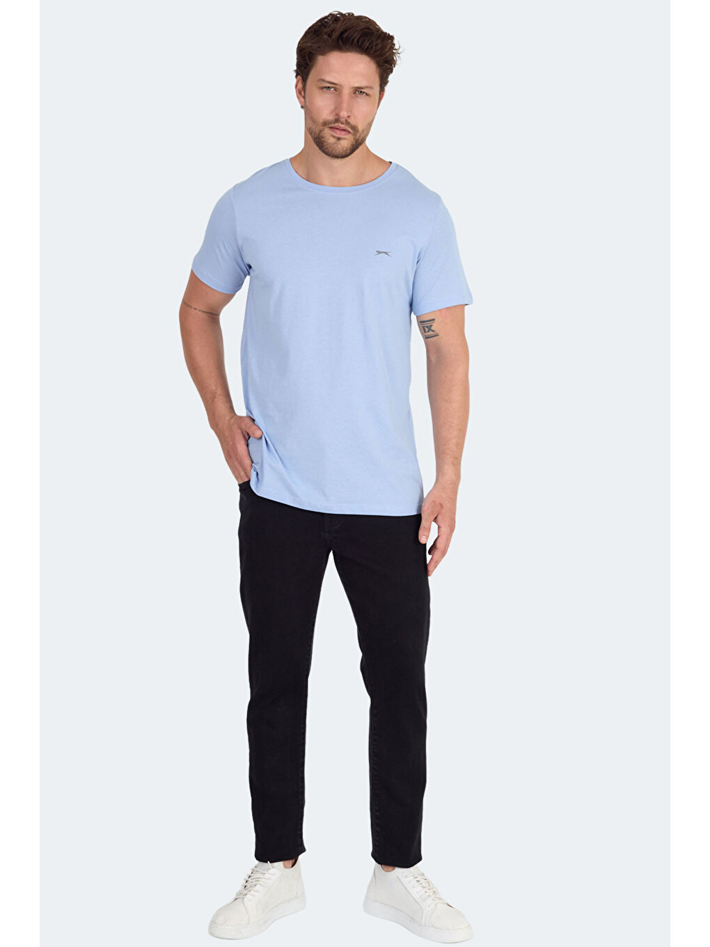 SANDER KTN Erkek %100 Pamuk Tişört Mavi-5