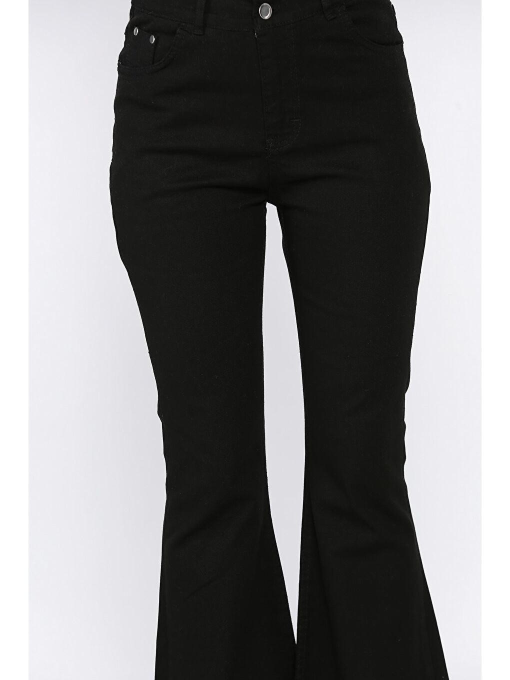 Siyah İspanyol Paça Elastanlı Kadın Gabardin Pantolon-3