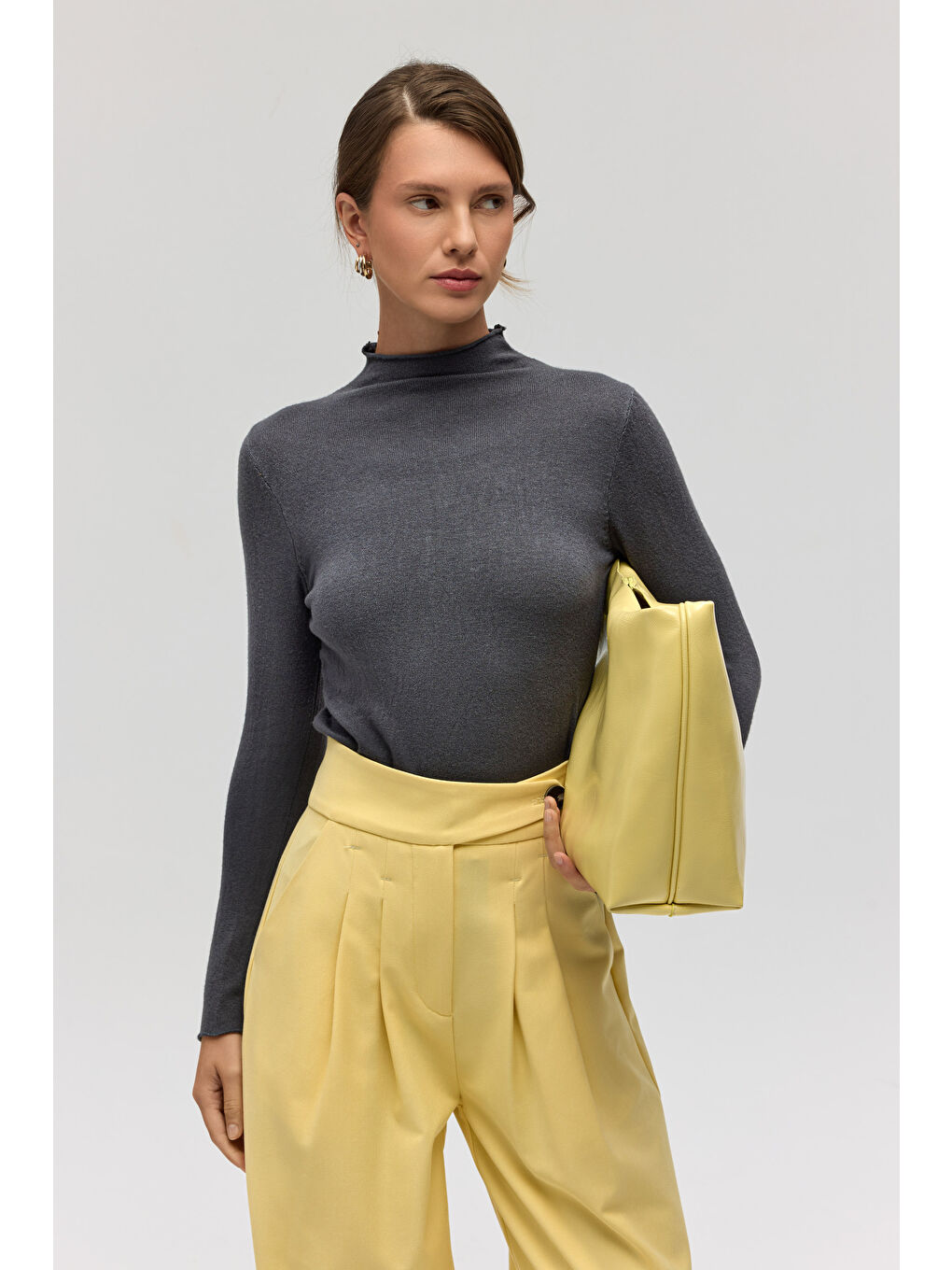 Serina Balıkçı Yaka Antrasit İnce Triko-2