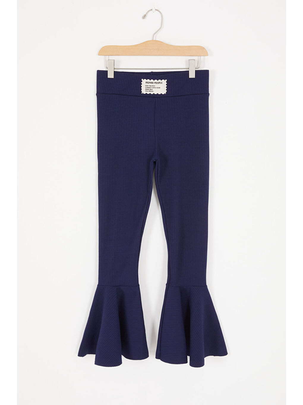 Lacivert Volanlı Fitilli Kız Çocuk  Düz Tayt 16875