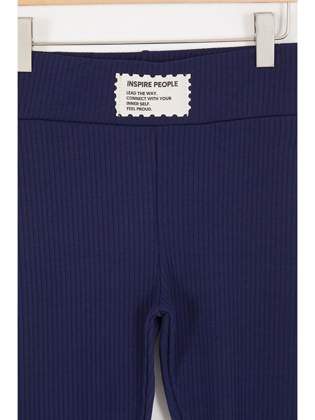 Lacivert Volanlı Fitilli Kız Çocuk  Düz Tayt 16875-1