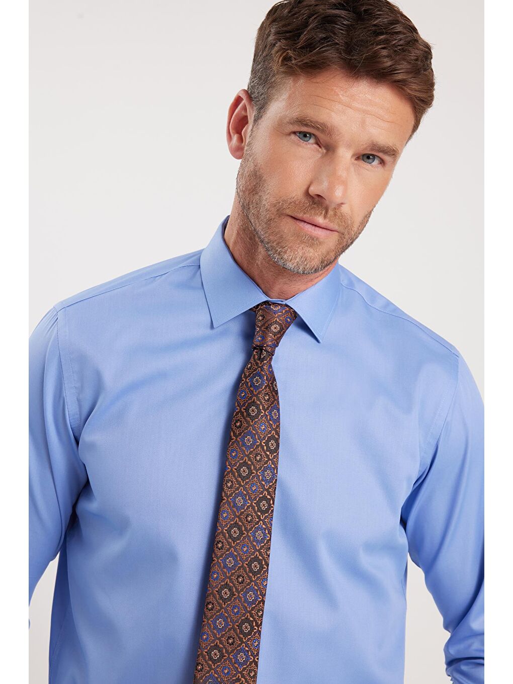 Erkek Regular Fit Mavi Non-Iron Pamuklu Doğa Dostu Ekoteks Belgeli Ütü Gerektirmez Gömlek-3