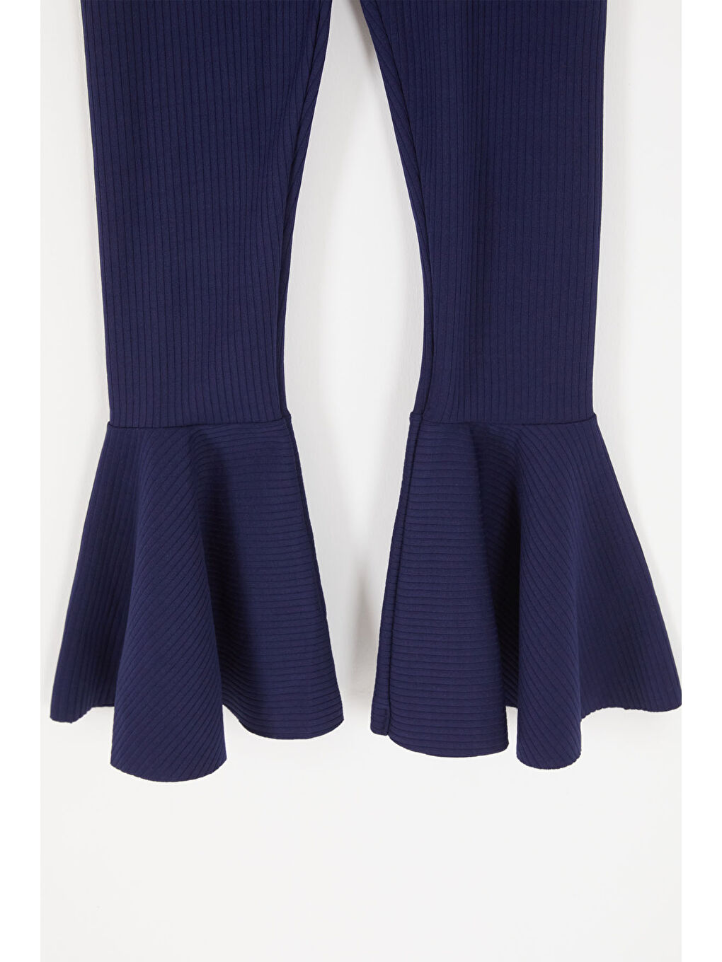 Lacivert Volanlı Fitilli Kız Çocuk  Düz Tayt 16875-2