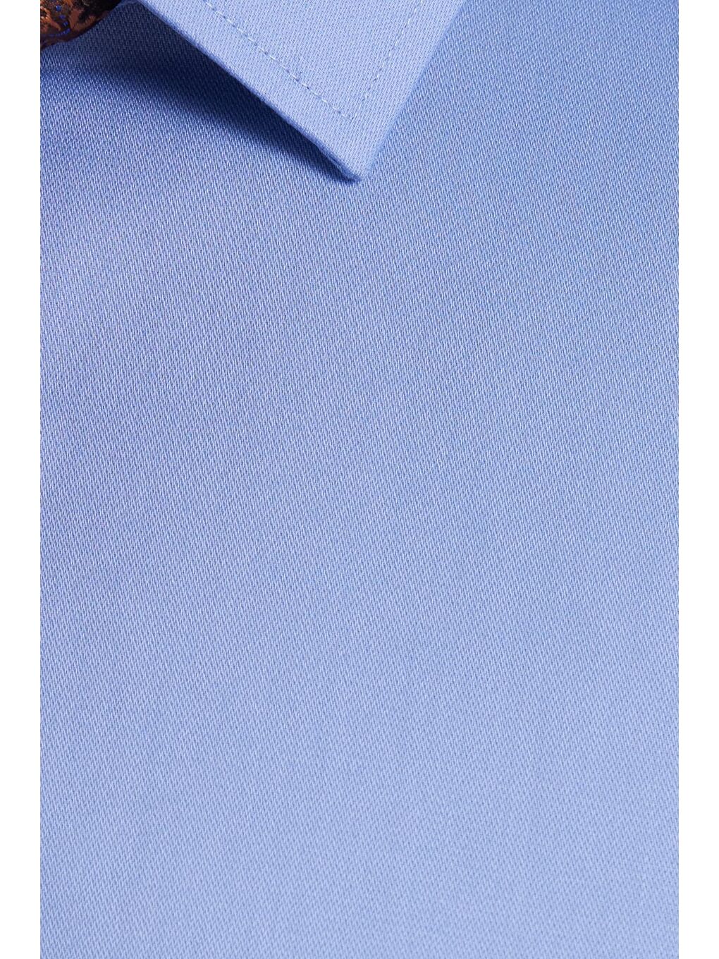 Erkek Regular Fit Mavi Non-Iron Pamuklu Doğa Dostu Ekoteks Belgeli Ütü Gerektirmez Gömlek-5