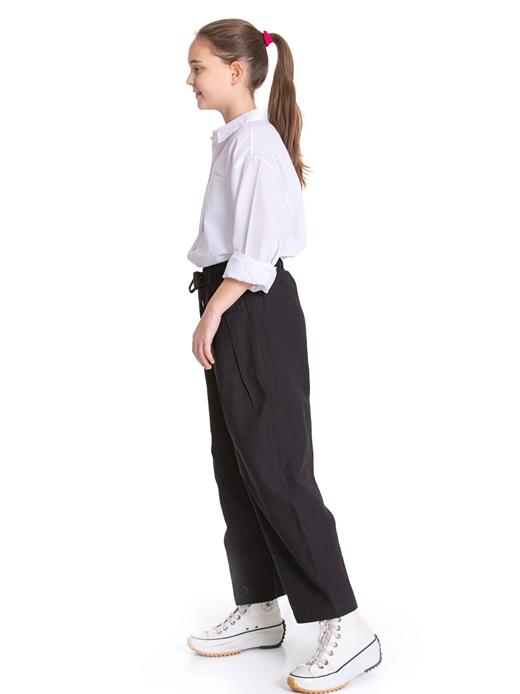 Beyaz Kız Çocuk Gömlek ve Pantolonlu Alt-Üst Takım P1155-3