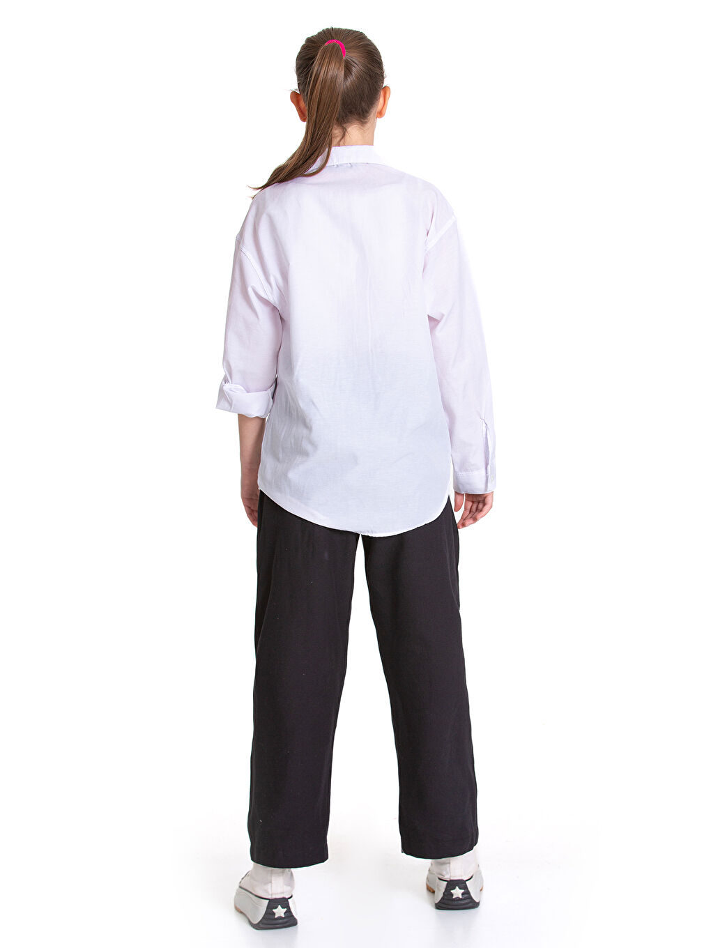 Beyaz Kız Çocuk Gömlek ve Pantolonlu Alt-Üst Takım P1155-4