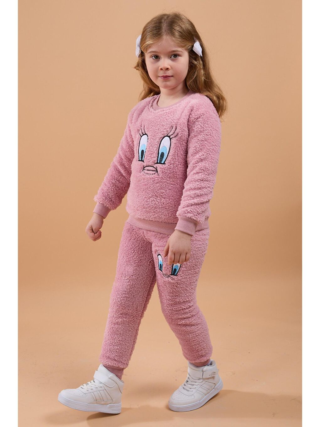 Kız Çocuk Pembe Peluş Takım - 23797-3