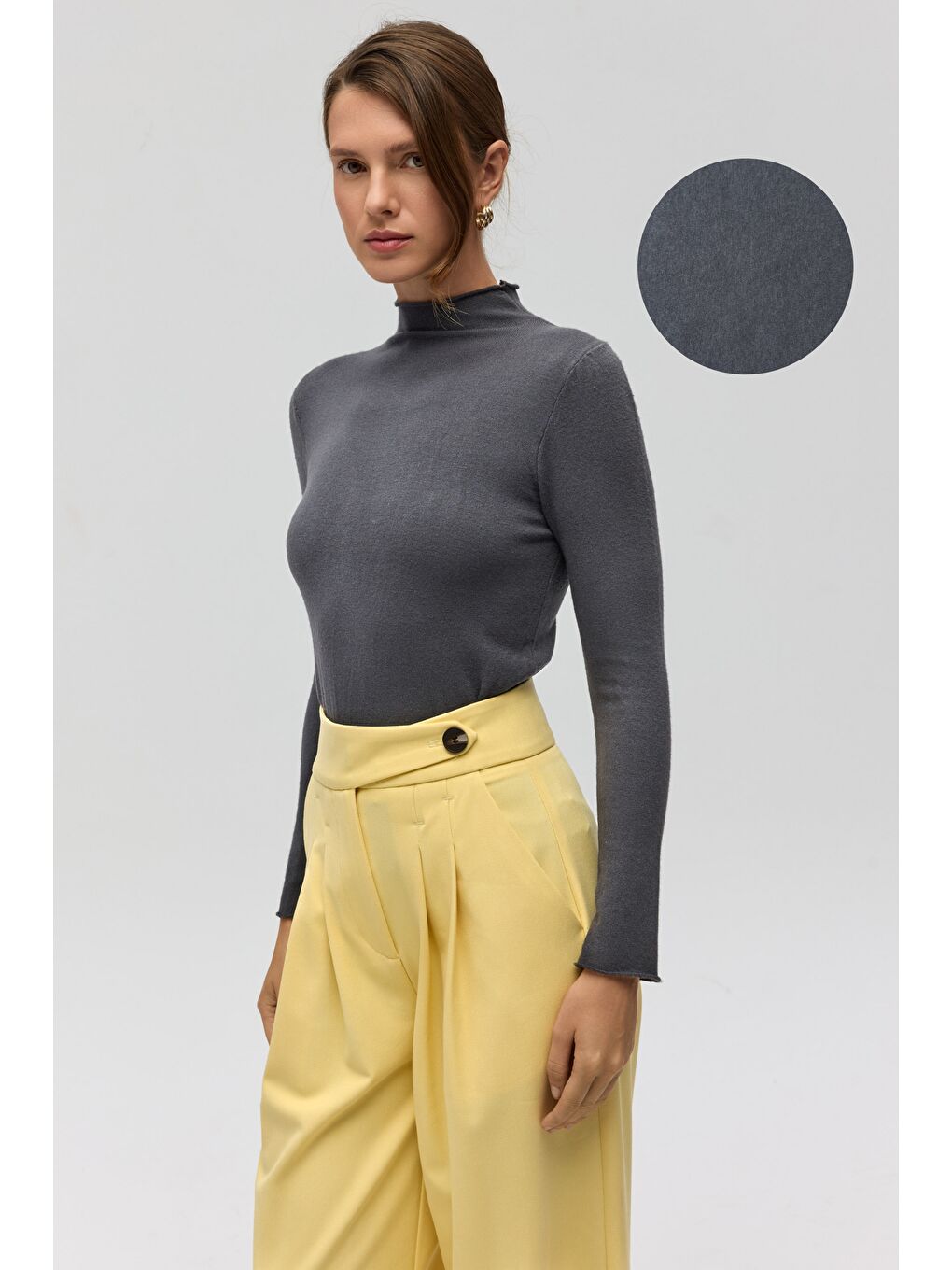 Serina Balıkçı Yaka Antrasit İnce Triko-6