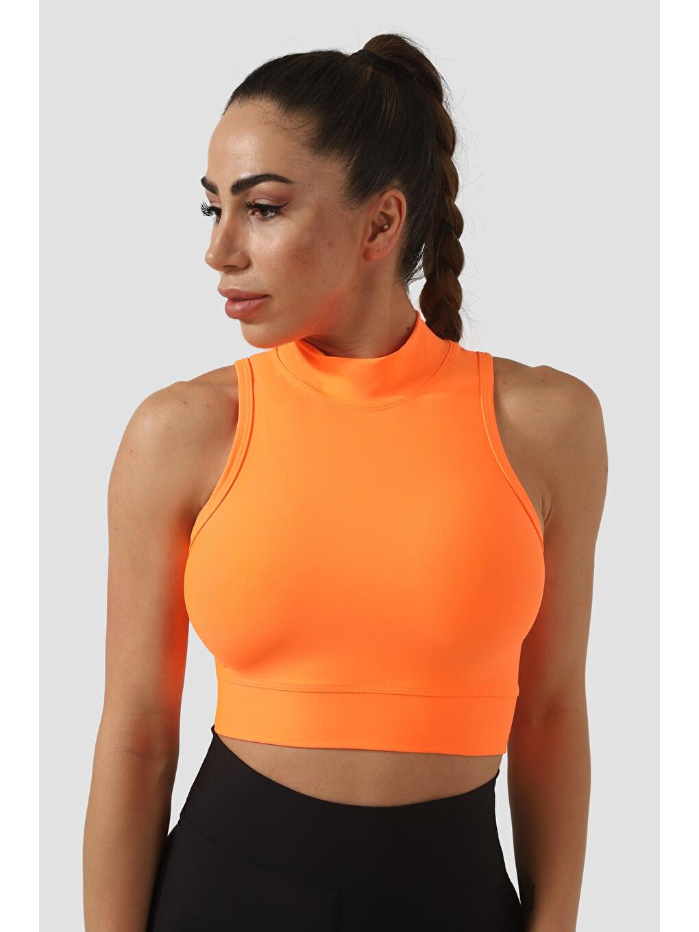 Dik Yaka Neon Turuncu Crop