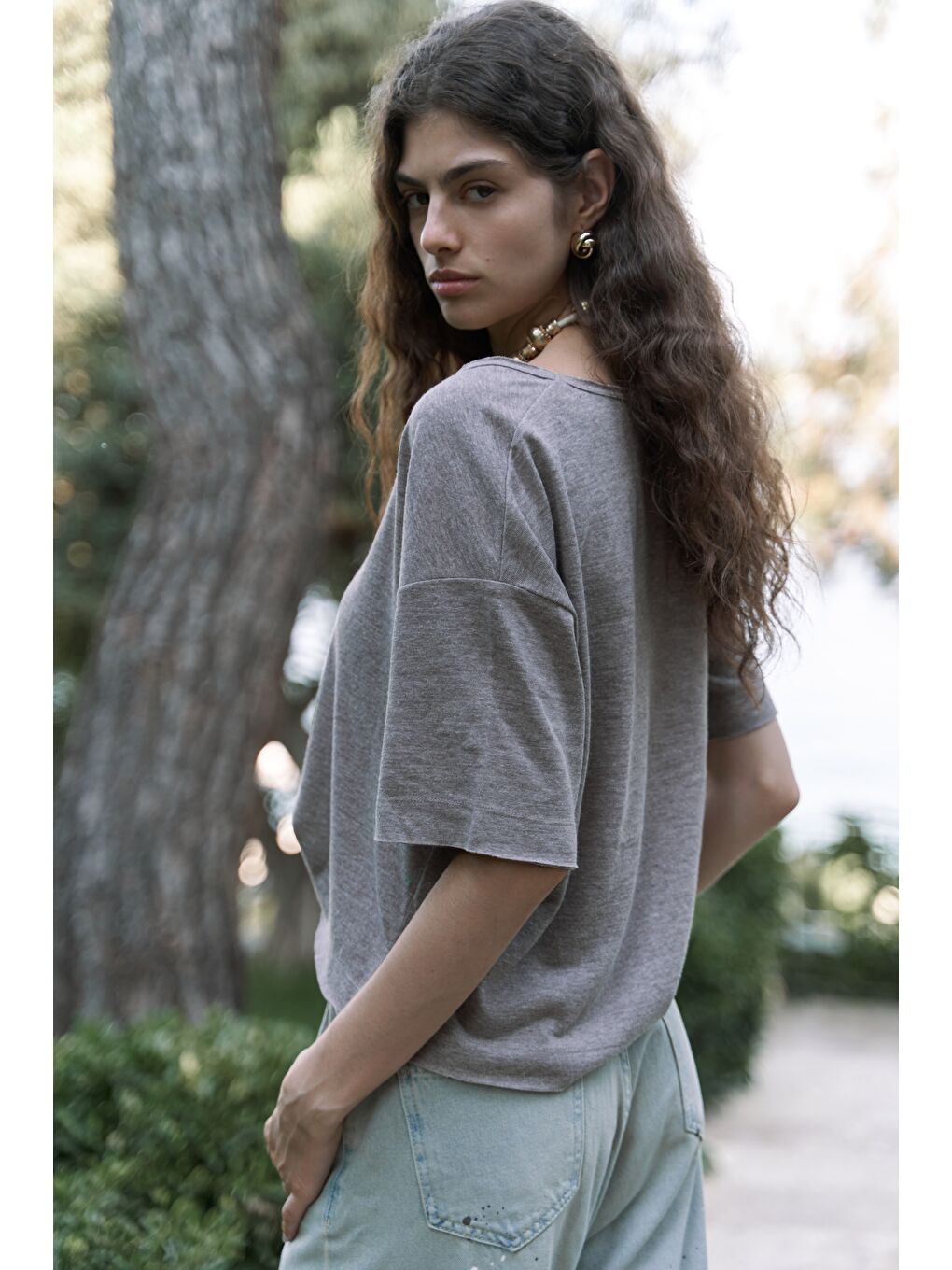 Bej Ripley Yarım Kol Vizon T-Shirt-2