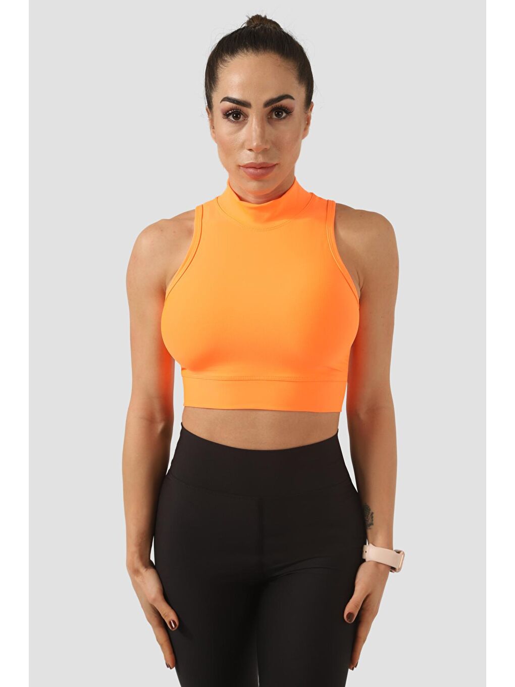 Dik Yaka Neon Turuncu Crop-1
