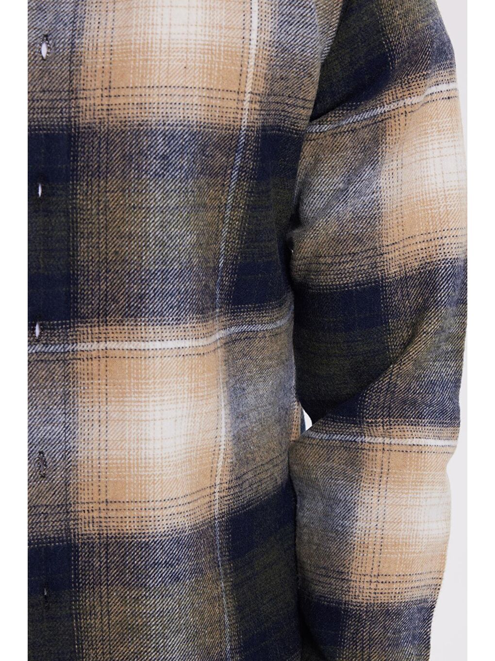 Lacivert Erkek Slim Fit Dar Kesim Kareli Kışlık Oduncu Gömlek-3