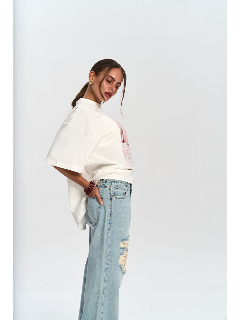 Ice Cream Oversize Beyaz T-Shirt-5