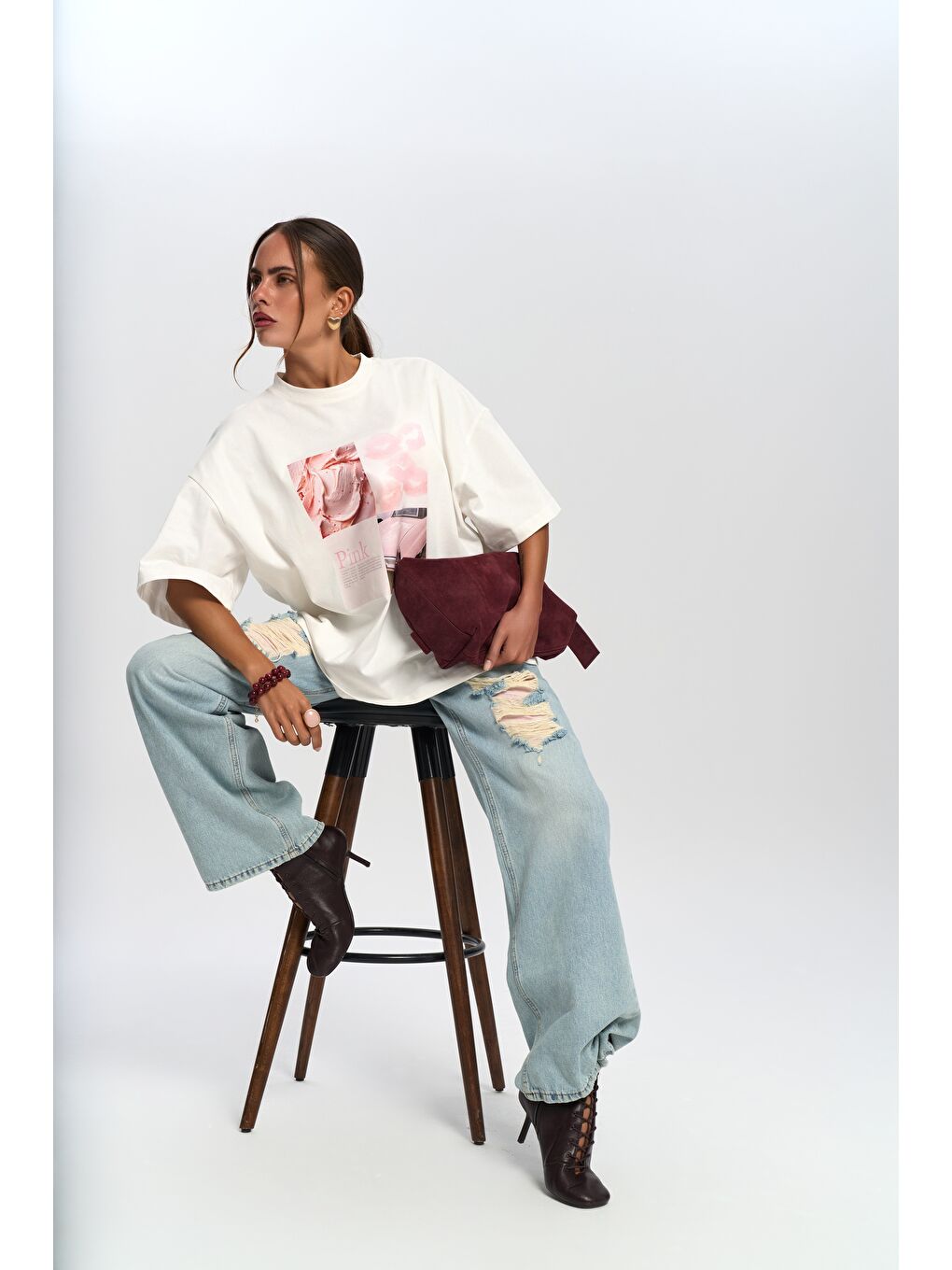 Ice Cream Oversize Beyaz T-Shirt-6