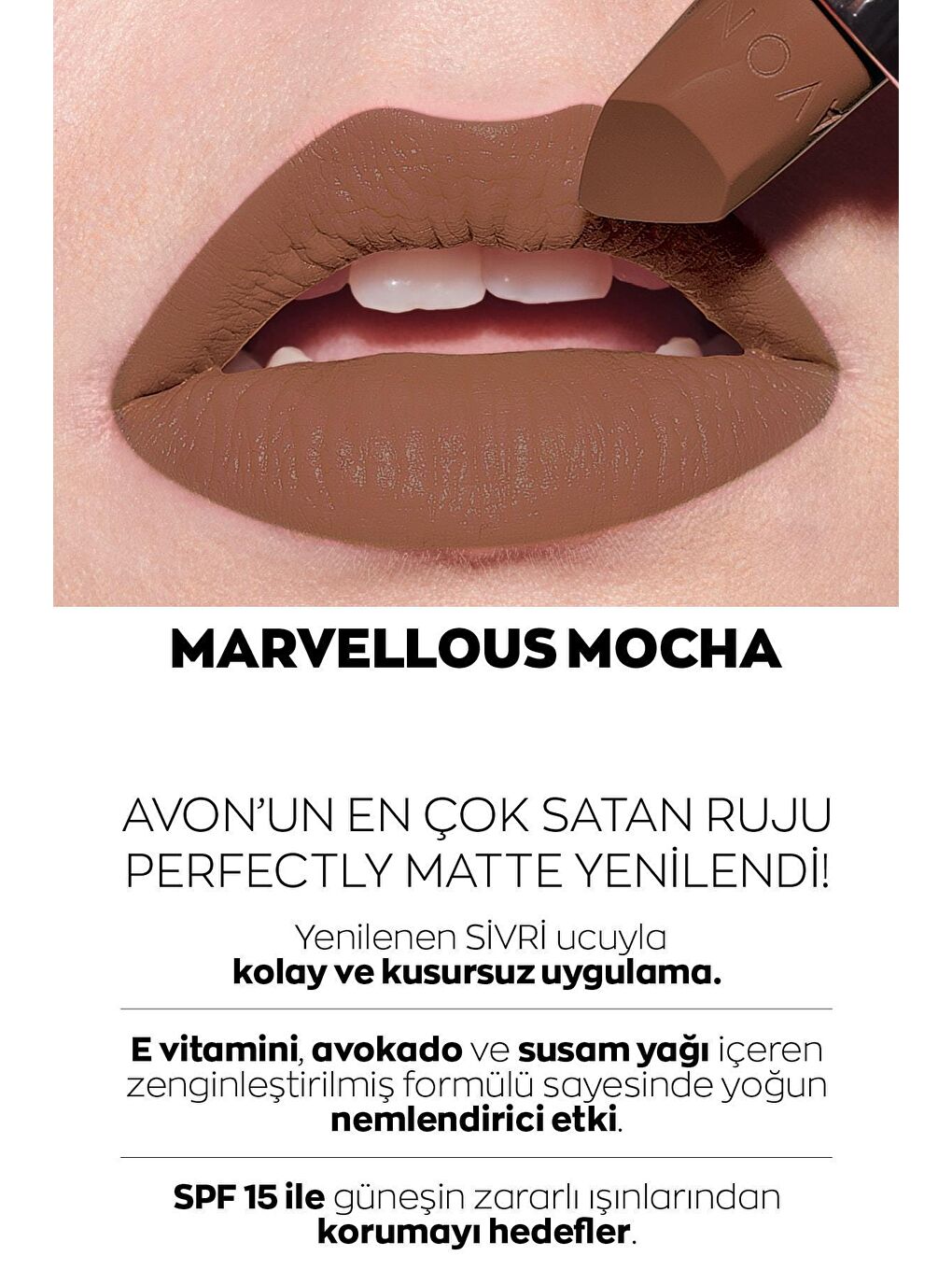 AVON Renksiz Unlimited Maskara, Marvellous Mocha Ruj, Blossom Dudak Yağı ve Göz Kalemi Makyaj Paketi - 2