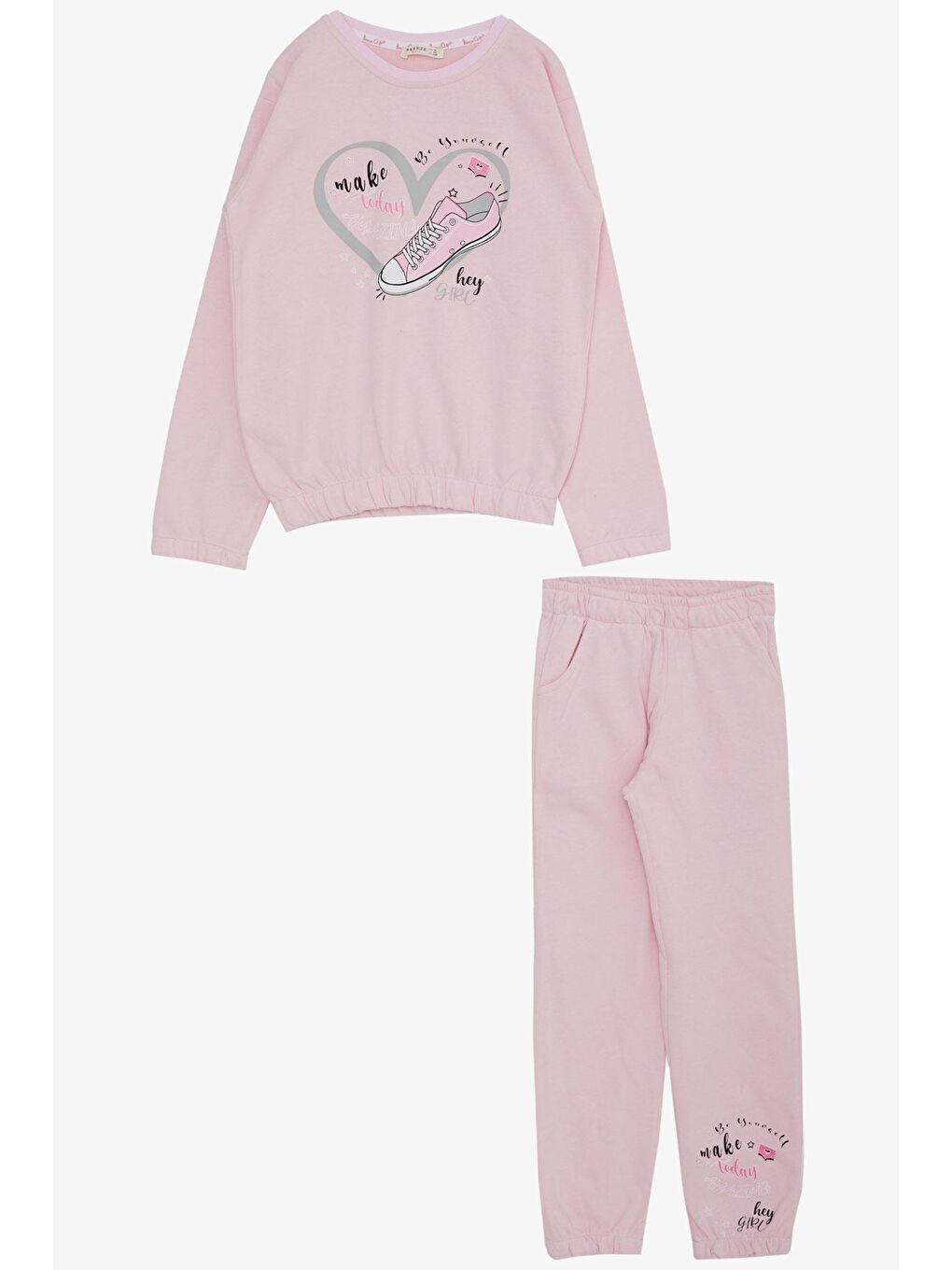 Kız Çocuk Eşofman Takım Muhteşem Gün Temalı Ayakkabı Baskılı Pembe (4 Yaş)