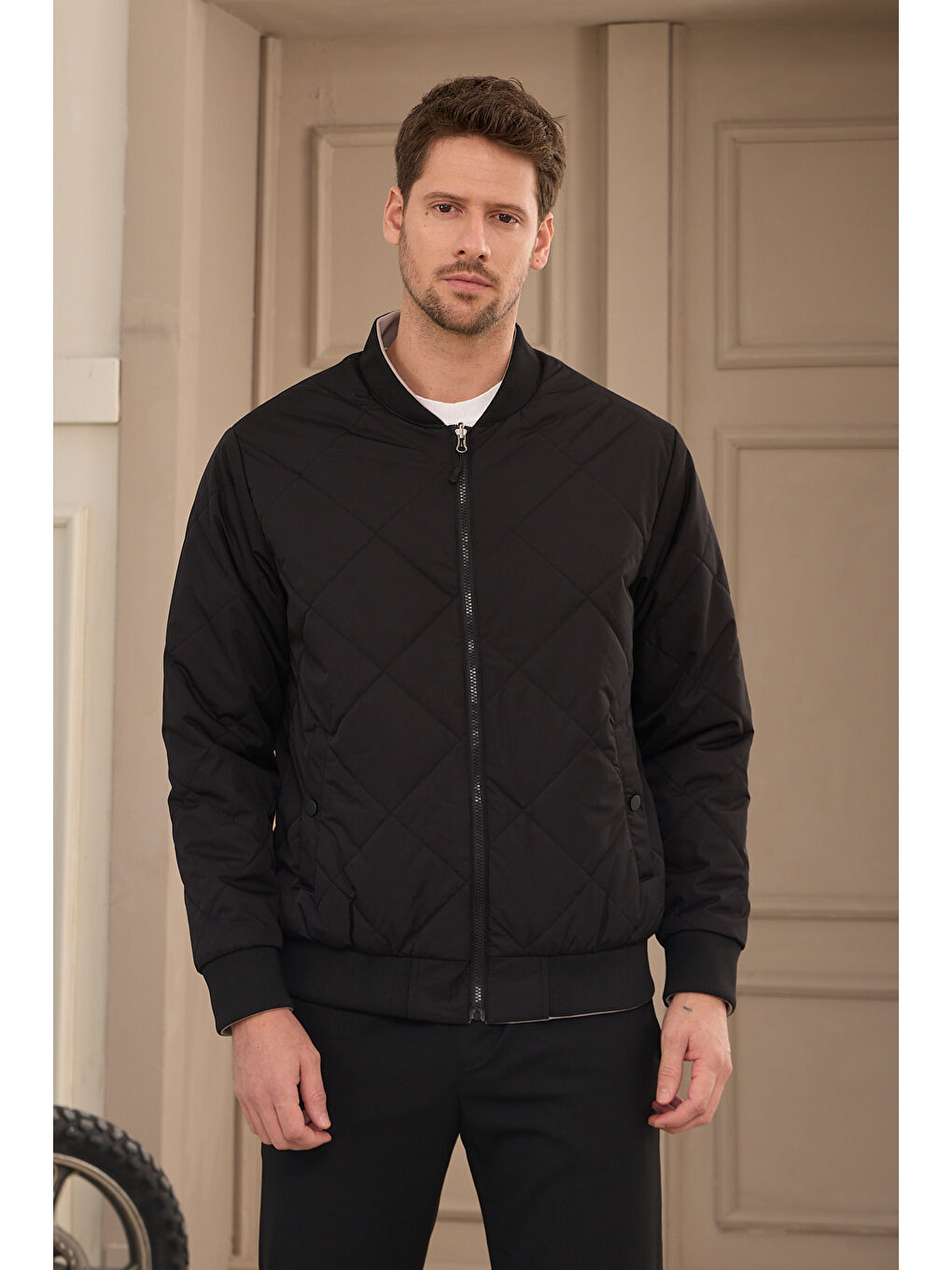 Siyah Unisex Çift Taraflı Giyilebilir Regular-fit Kalıp Su Geçirmez Mont