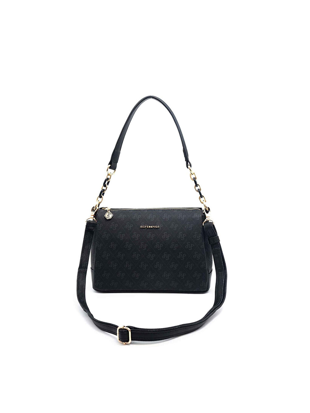 Siyah Kadın Omuz Çantası 910-45364 SILVER POLO ÇAPRAZ BAYAN ÇANTASI M178 SİYAH-MAT SİYAH-4