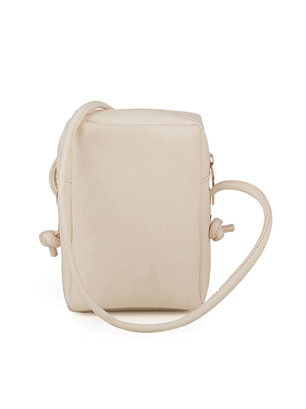 Ekru Çapraz Askılı Fermuarlı Kadın Telefonluk Omuz Çantası-1