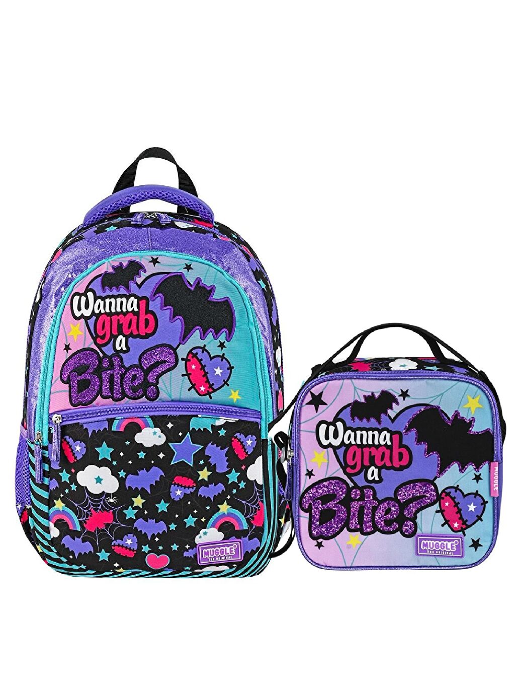 3 Bölmeli Gotik Girl Okul Sırt Çantası+Beslenme Çantası