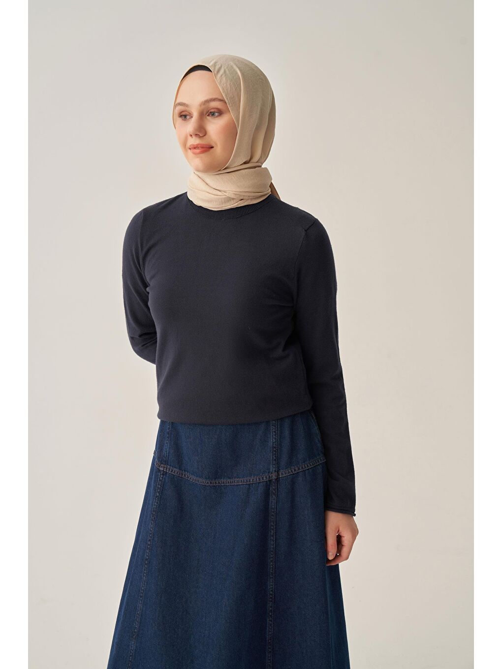 Lacivert-Yarım Balıkçı Uzun Kol Kazak-3