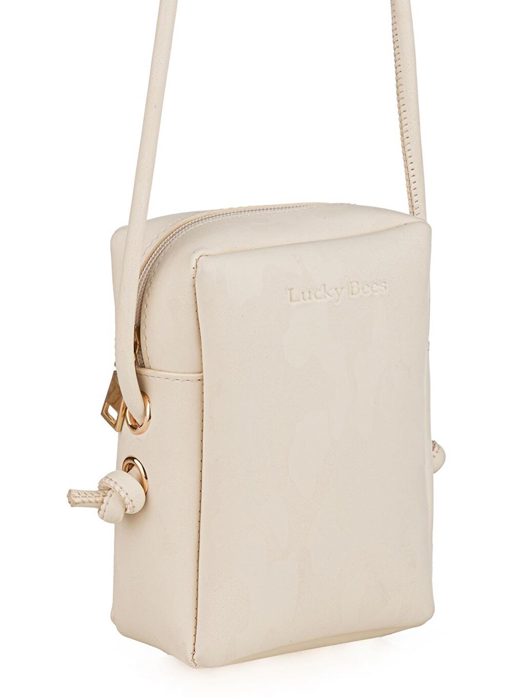 Ekru Çapraz Askılı Fermuarlı Kadın Telefonluk Omuz Çantası-2