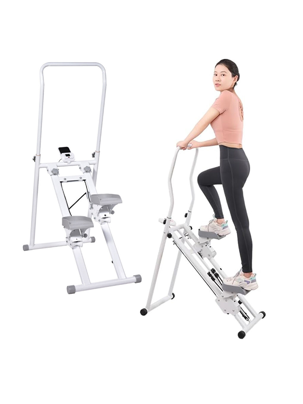 Beyaz Katlanabilir Dikey Tırmanma Egzersiz Aleti - Merdiven Tırmanma Kondisyon Aleti-1