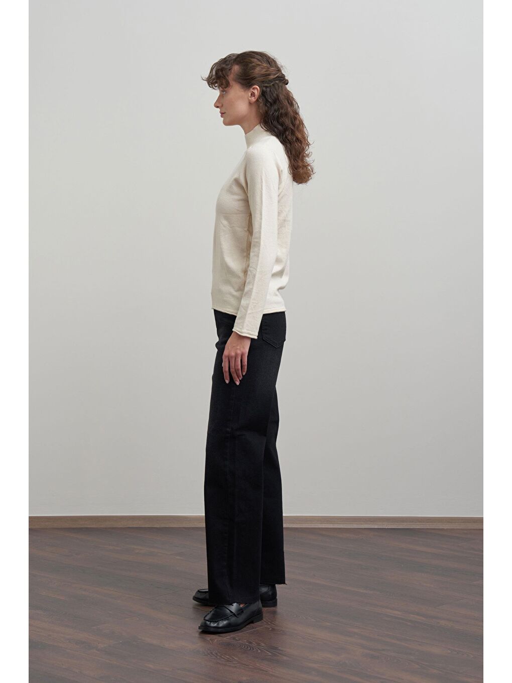 Bej-Yarım Balıkçı Uzun Kol Kazak-1