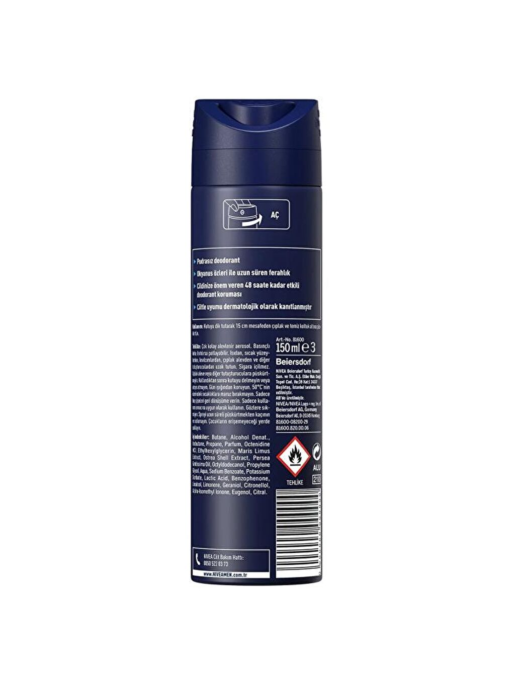 NIVEA Şeffaf Men Fresh Active Erkek Sprey Deodorant 150 ml X5 Adet, 48 Saat Deodorant Koruması, Çanta Hediye! - 2