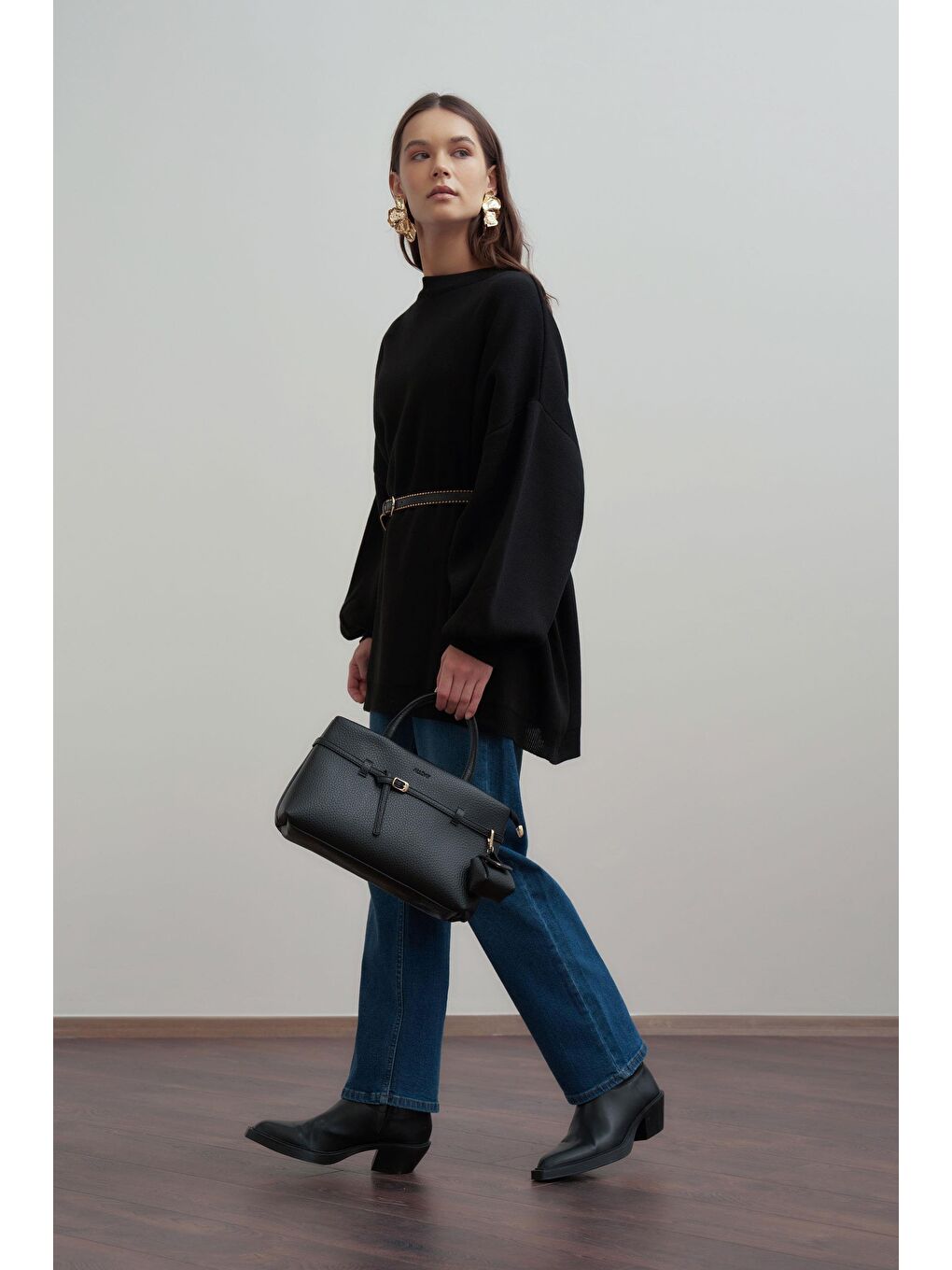 Siyah-Bol Kesim Triko Kazak-1