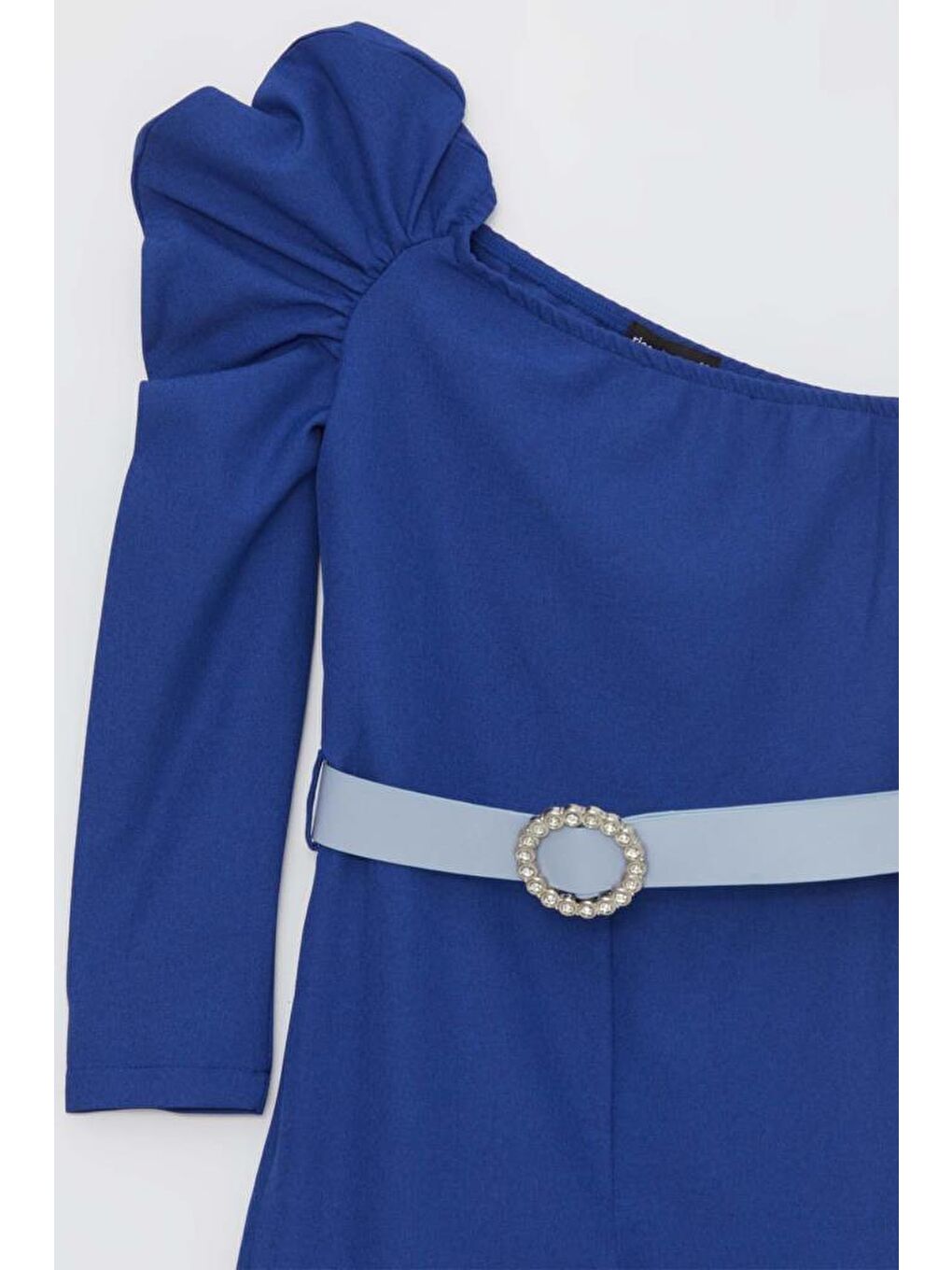 Mavi Kız Çocuk Tek Omuzlu Balon Kollu 3' lü Lacivert Tulum-1