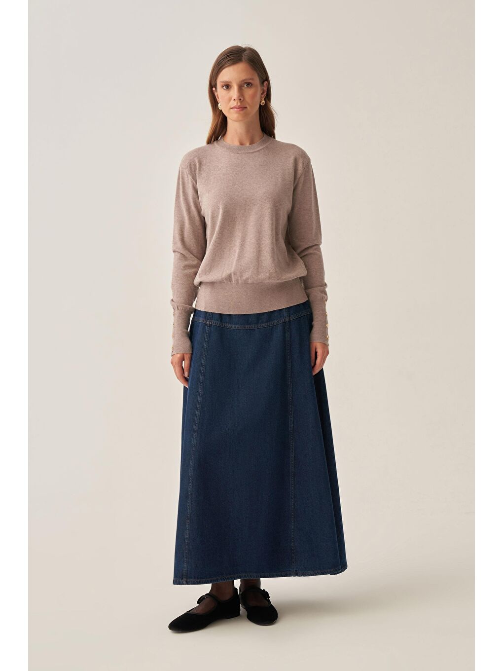 Bej Vizon-Gold Dügmeli Kazak-1